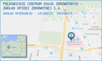 ZAKŁAD OPIEKUŃCZO - LECZNICZY - POLKOWICKIE CENTRUM USŁUG ZDROWOTNYCH - ZAKŁAD OPIEKI ZDROWOTNEJ S.A. - UL. KARDYNAŁA BOLESŁAWA KOMINKA 7,  POLKOWICE