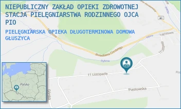 PIELĘGNIARSKA OPIEKA DŁUGOTERMINOWA DOMOWA - NIEPUBLICZNY ZAKŁAD OPIEKI ZDROWOTNEJ STACJA PIELĘGNIARSTWA RODZINNEGO OJCA PIO - UL. 11 LISTOPADA 6A/2, GŁUSZYCA