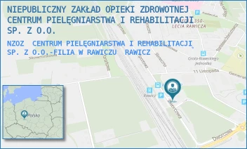 NZOZ  CENTRUM PIELĘGNIARSTWA I REHABILITACJI SP. Z O.O.-FILIA W RAWICZU - NIEPUBLICZNY ZAKŁAD OPIEKI ZDROWOTNEJ CENTRUM PIELĘGNIARSTWA I REHABILITACJI SP. Z O.O. - DWORCOWA 2,  RAWICZ