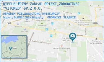 OŚRODEK PIELĘGNACYJNO-OPIEKUŃCZY "SŁONECZNIKI" - NIEPUBLICZNY ZAKŁAD OPIEKI ZDROWOTNEJ "VITOMED" SP.Z O.O. - UL. TRZEBNICKA 43,  OBORNIKI ŚLĄSKIE