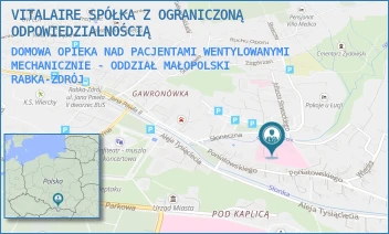 DOMOWA OPIEKA NAD PACJENTAMI WENTYLOWANYMI MECHANICZNIE - ODDZIAŁ MAŁOPOLSKI - VITALAIRE SPÓŁKA Z OGRANICZONĄ ODPOWIEDZIALNOŚCIĄ - UL. SŁONECZNA 3,  RABKA-ZDRÓJ