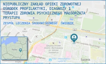 ZESPÓŁ LECZENIA ŚRODOWISKOWEGO - MAŁGORZATA PRYSTUPA - NZOZ OŚRODEK PROFILAKTYKI, DIAGNOZY I TERAPII ZDROWIA PSYCHICZNEGO MAŁGORZATA PRYSTUPA - GEN. L. OKULICKIEGO 4A,  ŚWIDNIK