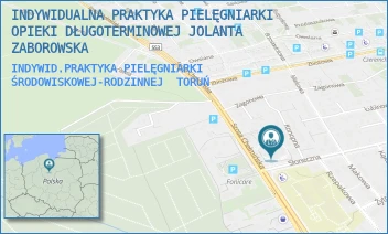 INDYWID.PRAKTYKA PIELĘGNIARKI ŚRODOWISKOWEJ-RODZINNEJ - INDYWIDUALNA PRAKTYKA PIELĘGNIARKI OPIEKI DŁUGOTERMINOWEJ JOLANTA ZABOROWSKA - SZ.CHEŁMIŃSKA 254/258,  TORUŃ