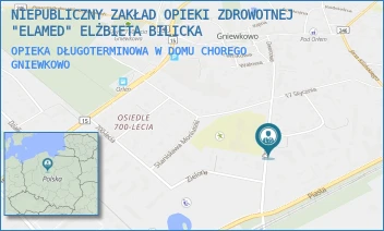OPIEKA DŁUGOTERMINOWA W DOMU CHOREGO - NIEPUBLICZNY ZAKŁAD OPIEKI ZDROWOTNEJ "ELAMED" ELŻBIETA BILICKA - DWORCOWA 8/C,  GNIEWKOWO