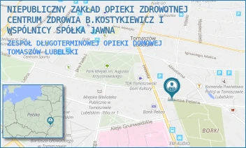 ZESPÓŁ DŁUGOTERMINOWEJ OPIEKI DOMOWEJ - NIEPUBLICZNY ZAKŁAD OPIEKI ZDROWOTNEJ CENTRUM ZDROWIA B.KOSTYKIEWICZ I WSPÓLNICY SPÓŁKA JAWNA - PETERA 3,  TOMASZÓW LUBELSKI