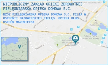 NZOZ PIELĘGNIARSKA OPIEKA DOMOWA S.C. FILIA W OSTROWII MAZOWIECKIEJ PIELĘG. OPIEKA DŁUG. - NIEPUBLICZNY ZAKŁAD OPIEKI ZDROWOTNEJ PIELĘGNIARSKA OPIEKA DOMOWA S.C. - 3 MAJA 67, OSTRÓW MAZOWIECKA