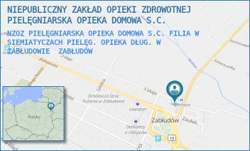 NZOZ PIELĘGNIARSKA OPIEKA DOMOWA S.C. FILIA W SIEMIATYCZACH PIELĘG. OPIEKA DŁUG. W ZABŁUDOWIE - NIEPUBLICZNY ZAKŁAD OPIEKI ZDROWOTNEJ PIELĘGNIARSKA OPIEKA DOMOWA S.C. - GRZEGORZA CHODKIEWICZA 3,  ZABŁUDÓW
