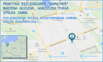 PIELĘGNIARSKA OPIEKA DŁUGOTERMINOWA DOMOWA - PRAKTYKA PIELĘGNIAREK "AGMA-MED" MARZENA GŁUSZAK, AGNIESZKA FURGA SPÓŁKA JAWNA - MIESZKA I 56,  GORZÓW WIELKOPOLSKI