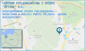 DŁUGOTERMINOWA OPIEKA PIELĘGNIARSKA ŚWIADCZONA W MIEJSCU POBYTU PACJENTA - CENTRUM PIELĘGNIARSTWA I OPIEKI "OPTIMA" PAULINA STAŃKO, KAROLINA KWIATEK SPÓŁKA JAWNA - UL. PIŁSUDSKIEGO 1B,  GORZÓW WIELKOPOLSKI