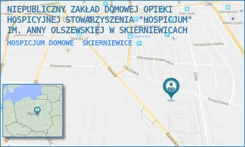 HOSPICJUM DOMOWE - NIEPUBLICZNY ZAKŁAD DOMOWEJ OPIEKI HOSPICYJNEJ STOWARZYSZENIA "HOSPICJUM" IM. ANNY OLSZEWSKIEJ W SKIERNIEWICACH - UL. TRZCIŃSKA 18,  SKIERNIEWICE