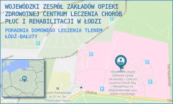 PORADNIA DOMOWEGO LECZENIA TLENEM - WOJEWÓDZKI ZESPÓŁ ZAKŁADÓW OPIEKI ZDROWOTNEJ CENTRUM LECZENIA CHORÓB PŁUC I REHABILITACJI W ŁODZI - UL. OKÓLNA 181,  ŁÓDŹ-BAŁUTY