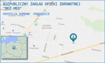 HOSPICJA DOMOWE - NIEPUBLICZNY ZAKŁAD OPIEKI ZDROWOTNEJ "MOŻ-MED" - UL. MIŁA 27,  PODDĘBICE