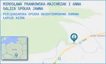 PIELĘGNIARSKA OPIEKA DŁUGOTERMINOWA DOMOWA - MIROSŁAWA FRANKOWSKA-MAJCHRZAK I ANNA GALICA SPÓŁKA JAWNA - UL. DŁUGA 237,  ŁAPSZE NIŻNE