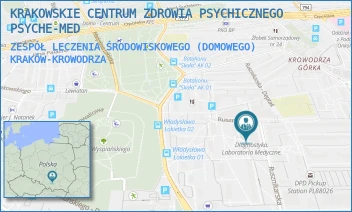 ZESPÓŁ LECZENIA ŚRODOWISKOWEGO (DOMOWEGO) - KRAKOWSKIE CENTRUM ZDROWIA PSYCHICZNEGO PSYCHE-MED - UL. RUSZNIKARSKA 17,  KRAKÓW-KROWODRZA