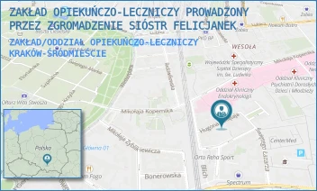 ZAKŁAD/ODDZIAŁ OPIEKUŃCZO-LECZNICZY - ZAKŁAD OPIEKUŃCZO-LECZNICZY PROWADZONY PRZEZ ZGROMADZENIE SIÓSTR FELICJANEK - UL. UL. KOŁŁĄTAJA 7,  KRAKÓW-ŚRÓDMIEŚCIE