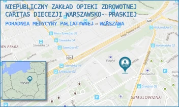 PORADNIA MEDYCYNY PALIATYWNEJ - NIEPUBLICZNY ZAKŁAD OPIEKI ZDROWOTNEJ CARITAS DIECEZJI WARSZAWSKO- PRASKIEJ - ŚNIEŻNA 3,  WARSZAWA