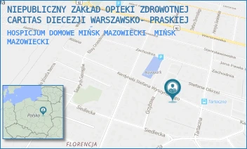 HOSPICJUM DOMOWE MIŃSK MAZOWIECKI - NIEPUBLICZNY ZAKŁAD OPIEKI ZDROWOTNEJ CARITAS DIECEZJI WARSZAWSKO- PRASKIEJ - KARDYNAŁA STEFANA WYSZYŃSKIEGO 54, MIŃSK MAZOWIECKI