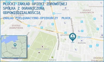 ZAKŁAD PIELĘGNACYJNO-OPIEKUŃCZY - PŁOCKI ZAKŁAD OPIEKI ZDROWOTNEJ SPÓŁKA Z OGRANICZONĄ ODPOWIEDZIALNOŚCIĄ - TYSIĄCLECIA 13,  PŁOCK