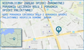 NZOZ PORADNIA LECZENIA BÓLU I PORADNIA OPIEKI PALIATYWNEJ HOSPICJA DOMOWE - NIEPUBLICZNY ZAKŁAD OPIEKI ZDROWOTNEJ PORADNIA LECZENIA BÓLU I PORADNIA OPIEKI PALIATYWNEJ - 1905 ROKU 20,  RADOM