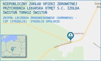 ZESPÓŁ LECZENIA ŚRODOWISKOWEGO (DOMOWEGO) - CZP (STRZELCE) - NIEPUBLICZNY ZAKŁAD OPIEKI ZDROWOTNEJ PRZYCHODNIA LEKARSKA OTMĘT S.C. IZOLDA ŚWISTUŃ TOMASZ ŚWISTUŃ - PLAC STEFANA ŻEROMSKIEGO 10,  STRZELCE OPOLSKIE