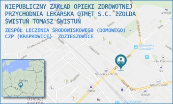 ZESPÓŁ LECZENIA ŚRODOWISKOWEGO (DOMOWEGO) - CZP (KRAPKOWICE) - NIEPUBLICZNY ZAKŁAD OPIEKI ZDROWOTNEJ PRZYCHODNIA LEKARSKA OTMĘT S.C. IZOLDA ŚWISTUŃ TOMASZ ŚWISTUŃ - UL. GÓRY ŚWIĘTEJ ANNY 8,  ZDZIESZOWICE