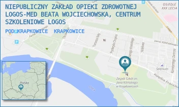 POD KRAPKOWICE - NIEPUBLICZNY ZAKŁAD OPIEKI ZDROWOTNEJ LOGOS-MED BEATA WOJCIECHOWSKA, CENTRUM SZKOLENIOWE LOGOS - KS. DUSZY 7,  KRAPKOWICE
