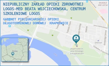 GABINET PIELĘGNIARSKIEJ OPIEKI DŁUGOTERMINOWEJ DOMOWEJ - NIEPUBLICZNY ZAKŁAD OPIEKI ZDROWOTNEJ LOGOS-MED BEATA WOJCIECHOWSKA, CENTRUM SZKOLENIOWE LOGOS - UL. KS. DUSZY 7,  KRAPKOWICE