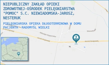PIELĘGNIARSKA OPIEKA DŁUGOTERMINOWA W DOMU PACJENTA - NIEPUBLICZNY ZAKŁAD OPIEKI ZDROWOTNEJ-OŚRODEK PIELĘGNIARSTWA "POMOC" S.C. NIEWIADOMSKA-JAROSZ, NESTERUK - UL. ARMII KRAJOWEJ 32A,  RADOMYŚL WIELKI