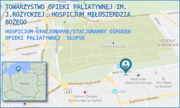 HOSPICJUM STACJONARNE/STACJONARNY OŚRODEK OPIEKI PALIATYWNEJ - TOWARZYSTWO OPIEKI PALIATYWNEJ IM. J.RÓŻYCKIEJ  HOSPICJUM MIŁOSIERDZIA BOŻEGO - UL. JANA DRUYFFA 2/0,  SŁUPSK