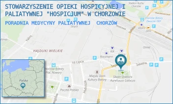 PORADNIA MEDYCYNY PALIATYWNEJ - STOWARZYSZENIE OPIEKI HOSPICYJNEJ I PALIATYWNEJ "HOSPICJUM" W CHORZOWIE - UL. SZPITALNA 24,  CHORZÓW