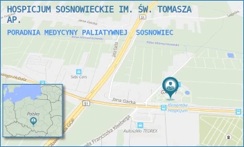 PORADNIA MEDYCYNY PALIATYWNEJ - HOSPICJUM SOSNOWIECKIE IM. ŚW. TOMASZA AP. - UL. MJR HENRYKA HUBALA-DOBRZAŃSKIEGO 131,  SOSNOWIEC