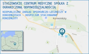 NIEPUBLICZNY ZAKŁAD OPIEKUŃCZO-LECZNICZY W KONIEMŁOTACH - HOSPICJUM STACJONARNE - STASZOWSKIE CENTRUM MEDYCZNE SPÓŁKA Z OGRANICZONĄ ODPOWIEDZIALNOŚCIĄ - PL. KS. ROMANA KOTLARZA 9,  KONIEMŁOTY