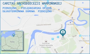 PIENIĘŻNO - PIELĘGNIARSKA OPIEKA DŁUGOTERMINOWA DOMOWA - CARITAS ARCHIDIECEZJI WARMIŃSKIEJ - RYNEK 2, PIENIĘŻNO
