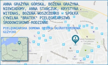 PIELĘGNIARSKA DOMOWA OPIEKA DŁUGOTERMINOWA - ANNA GRAŻYNA GÓRSKA, BOŻENA GRAŻYNA NIEWIADOMY, ANNA STAŃCZUK, KRYSTYNA WITENAS, BOŻENA WOSZCZENKO - SPÓŁKA CYWILNA "BRATEK" PIELĘGNIARSTWO ŚRODOWISKOWO-RODZINNE - WODOCIĄGOWA 17,  GIŻYCKO