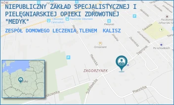 ZESPÓŁ DOMOWEGO LECZENIA TLENEM - NIEPUBLICZNY ZAKŁAD SPECJALISTYCZNEJ I PIELĘGNIARSKIEJ OPIEKI ZDROWOTNEJ "MEDYK" - ZAGORZYNEK 34,  KALISZ