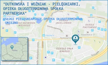 USŁUGI PIELĘGNIARSKIE.OPIEKA DŁUGOTERMINOWA - "DUTKOWSKA I WOŹNIAK - PIELĘGNIARKI, OPIEKA DŁUGOTERMINOWA SPÓŁKA PARTNERSKA" - OSIEDLE ORŁA BIAŁEGO 16 C/5,  GNIEZNO