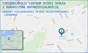 GABINET PIELĘGNIARSKI OPIEKI DŁUGOTERMINOWEJ - PIELĘGNIARSKIE CENTRUM OPIEKI SPÓŁKA Z OGRANICZONĄ ODPOWIEDZIALNOŚCIĄ - DZIAŁKOWA 2,  CZERWONAK
