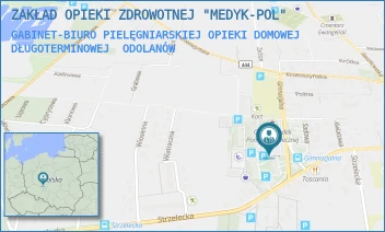 GABINET-BIURO PIELĘGNIARSKIEJ OPIEKI DOMOWEJ DŁUGOTERMINOWEJ - NIEPUBLICZNY ZAKŁAD OPIEKI ZDROWOTNEJ ŚWIADCZENIA PIELĘGNIARSKO-POŁOŻNICZE MEDYK- POL S.C. - GIMNAZJALNA 6,  ODOLANÓW