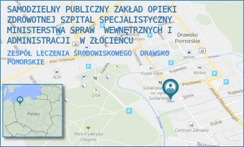 ZESPÓŁ LECZENIA ŚRODOWISKOWEGO - SAMODZIELNY PUBLICZNY ZAKŁAD OPIEKI ZDROWOTNEJ SZPITAL SPECJALISTYCZNY  MINISTERSTWA SPRAW  WEWNĘTRZNYCH I ADMINISTRACJI  W ZŁOCIEŃCU - OBROŃCÓW WESTERPLATTE 11,  DRAWSKO POMORSKIE