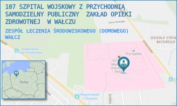 ZESPÓŁ LECZENIA ŚRODOWISKOWEGO (DOMOWEGO) - 107 SZPITAL WOJSKOWY Z PRZYCHODNIĄ SAMODZIELNY PUBLICZNY  ZAKŁAD OPIEKI ZDROWOTNEJ  W WAŁCZU - KOŁOBRZESKA 44,  WAŁCZ