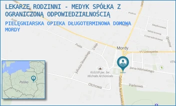 PIELĘGNIARSKA OPIEKA DŁUGOTERMINOWA DOMOWA - LEKARZE RODZINNI - MEDYK SPÓŁKA Z OGRANICZONĄ ODPOWIEDZIALNOŚCIĄ - PLAC ZWYCIĘSTWA 18,  MORDY